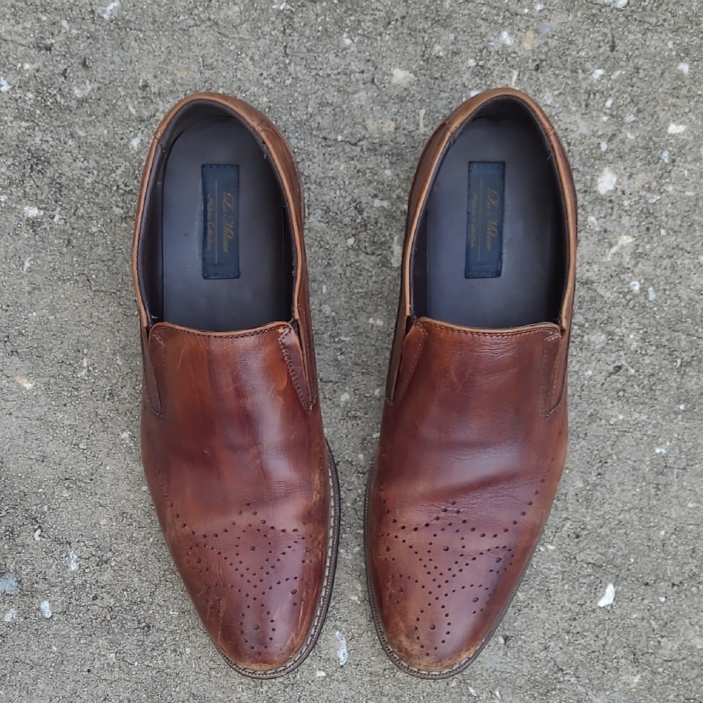 Men's Shoes Dress Brown Casual Italy La Milano Perforated Slip On 10 Vintage